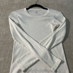 Brandy Melville Cream Fitted Long Sleeve Tee